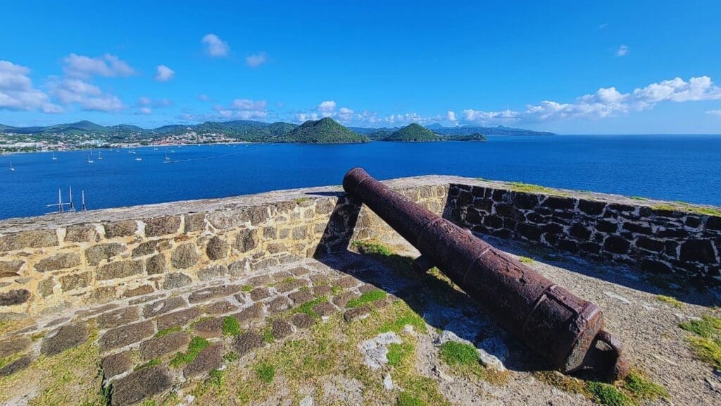 photo of canon resting at Fort Rodney at Pigeon Island National Park in St. Lucia