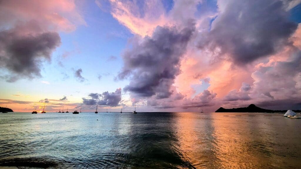view of sunset from Reduit Beach, Rodney Bay, St Lucia
