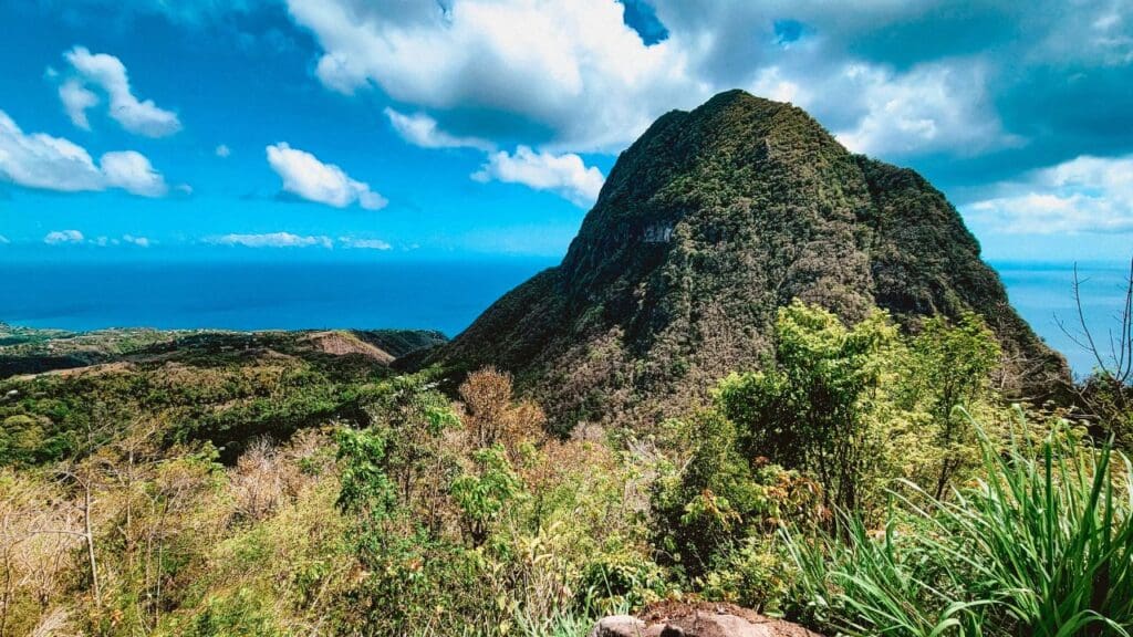 photo of Gros Piton from Tet Paul Nature Trail in St. Lucia