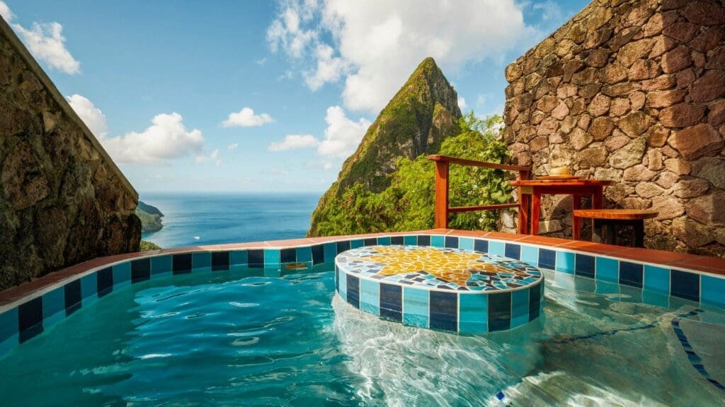 photo of  Petit Piton from a villa at Ladera Resort