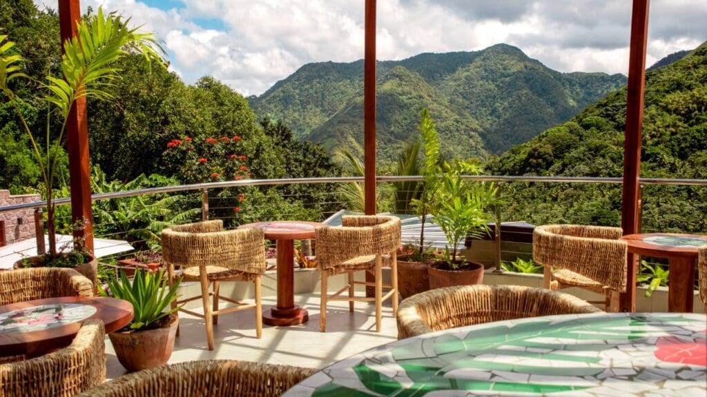 photo of view from restaurant at Ladera Resort in St. Lucia