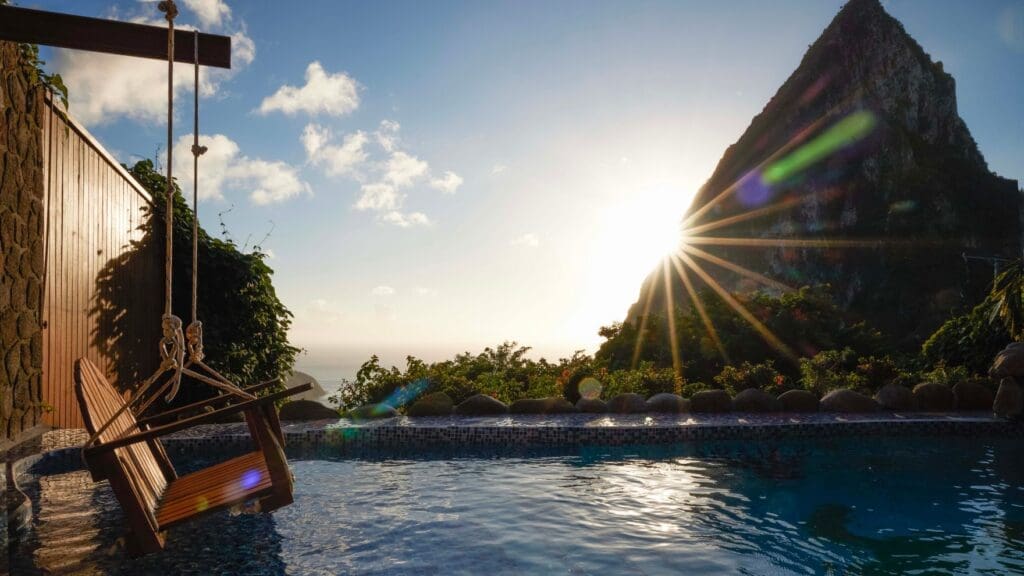 photo of private plunge pool with a view of the Pitons at Ladera Resort