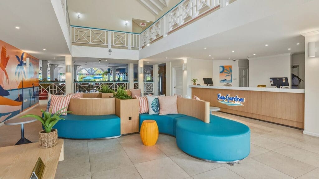 photo of Bay Garden Beach Resort's brand new lobby in St. Lucia