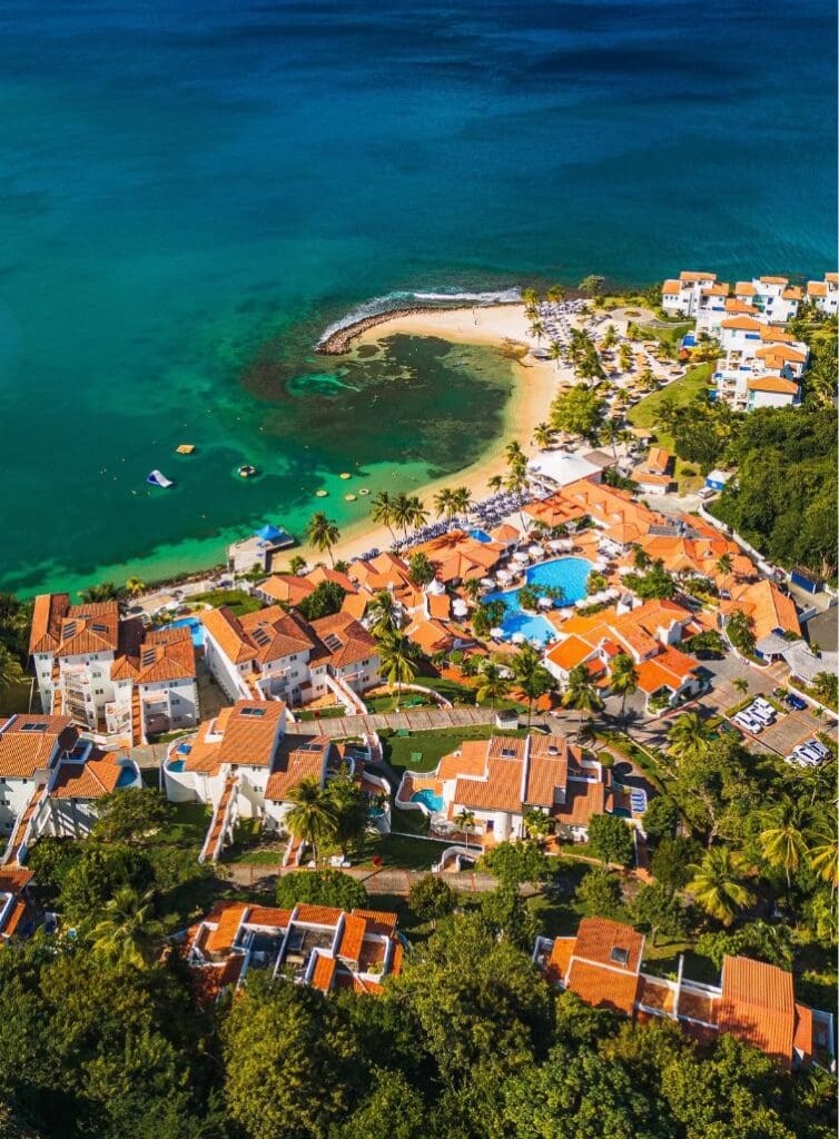 aerial photo of Windjammer Landing in St Lucia.