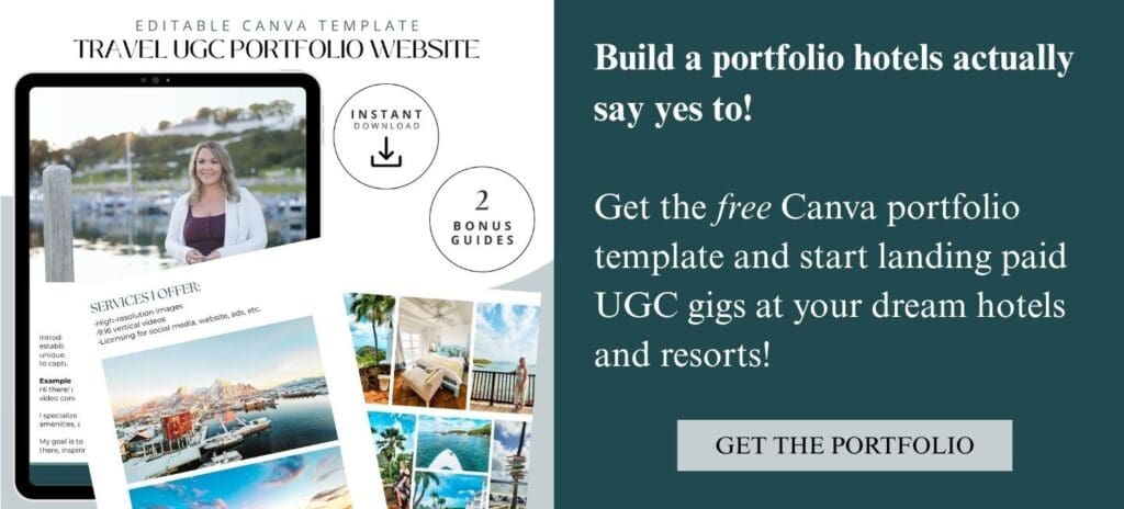 photo of free travel UGC portfolio template banner