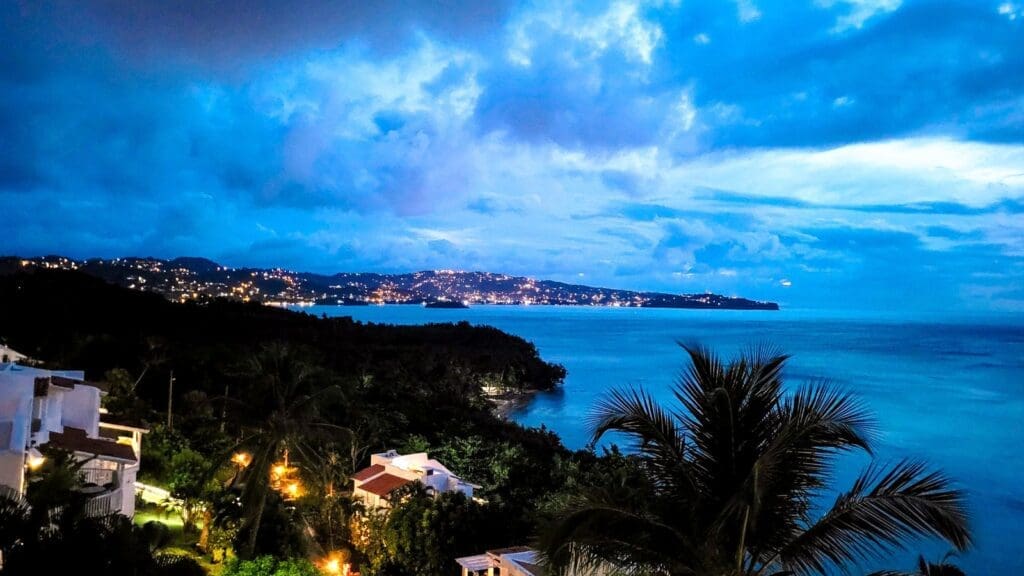 photo of lights from Windjammer at night
