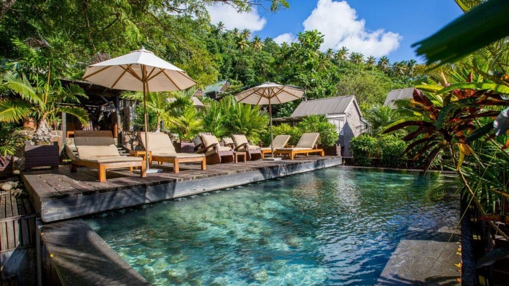 pool at Rabot Hotel at Hotel Chocolat in St. Lucia
