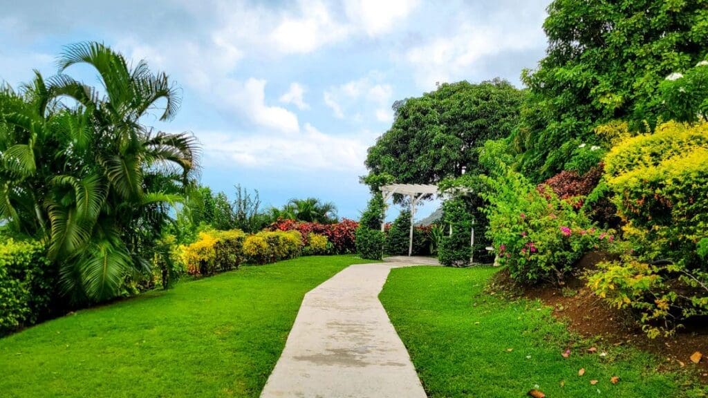 photo of hilltop garden at St. Lucia resort