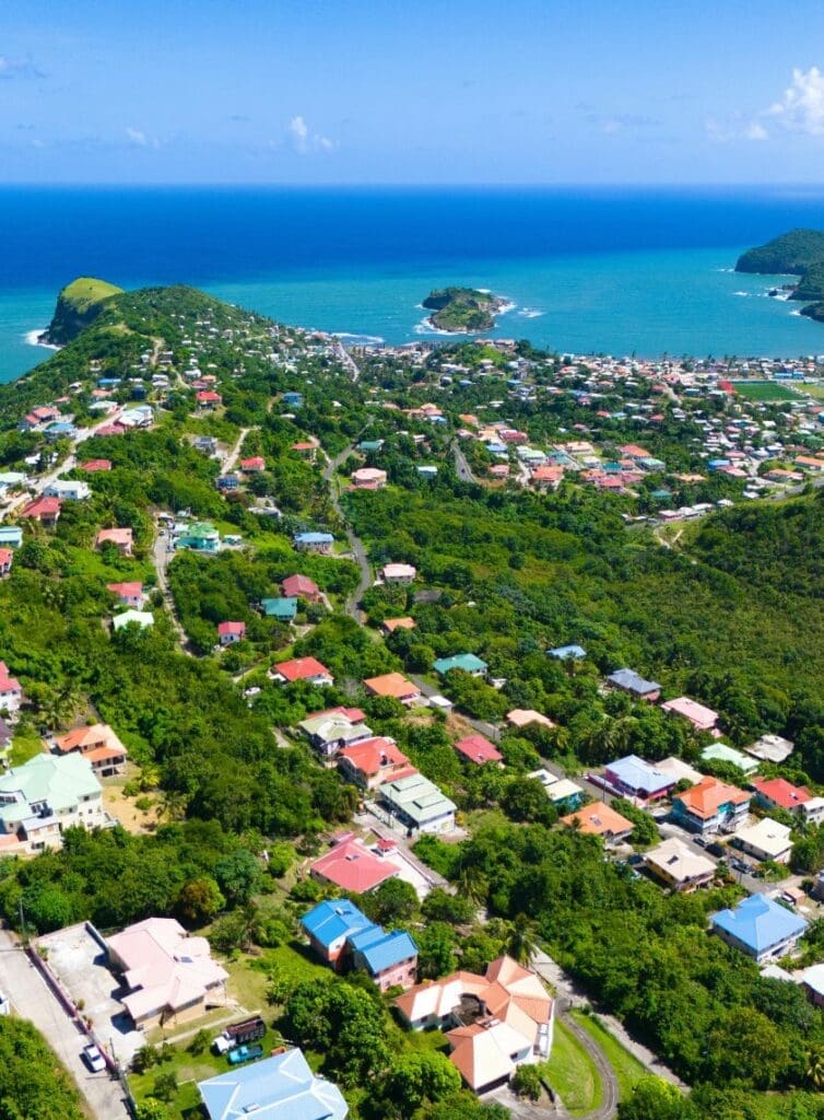 photo of Gros Islet from above in St. Lucia