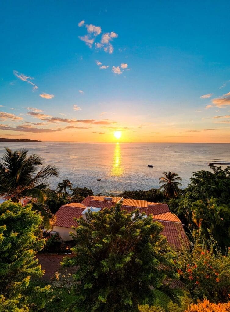 photo of sunset over Windjammer Landing Resort in St. Lucia