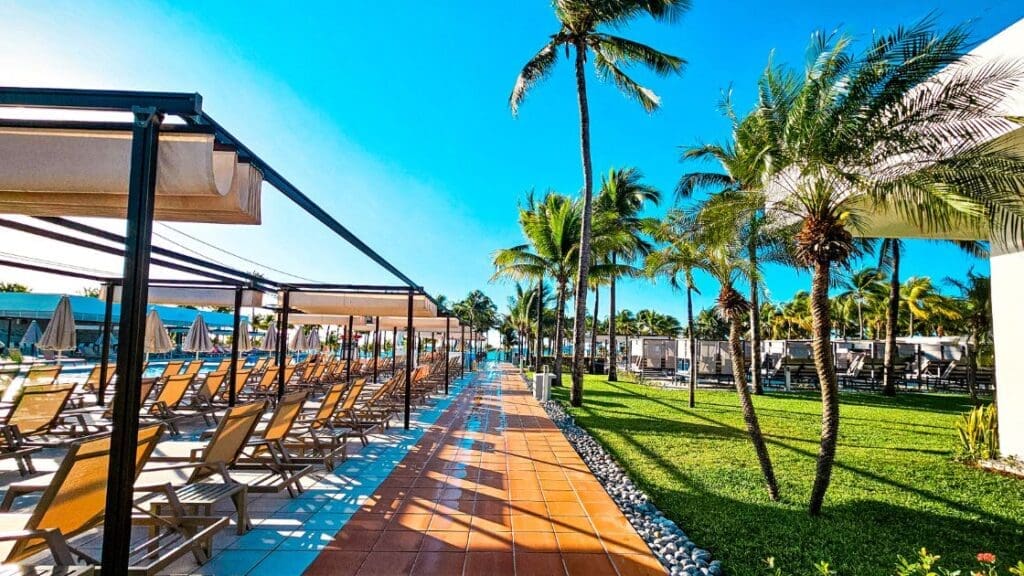 photo of path leading from pool to the beach