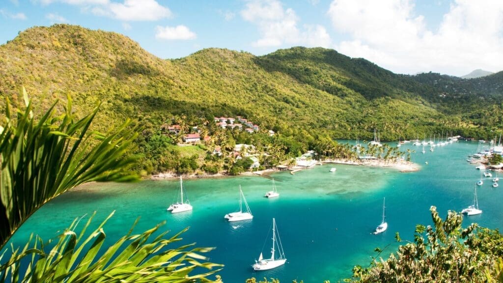 photo of sailboats in Marigot Bay, St. Lucia