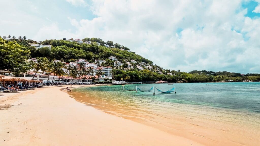 photo of Windjammer Landing from the beach in St. Lucia