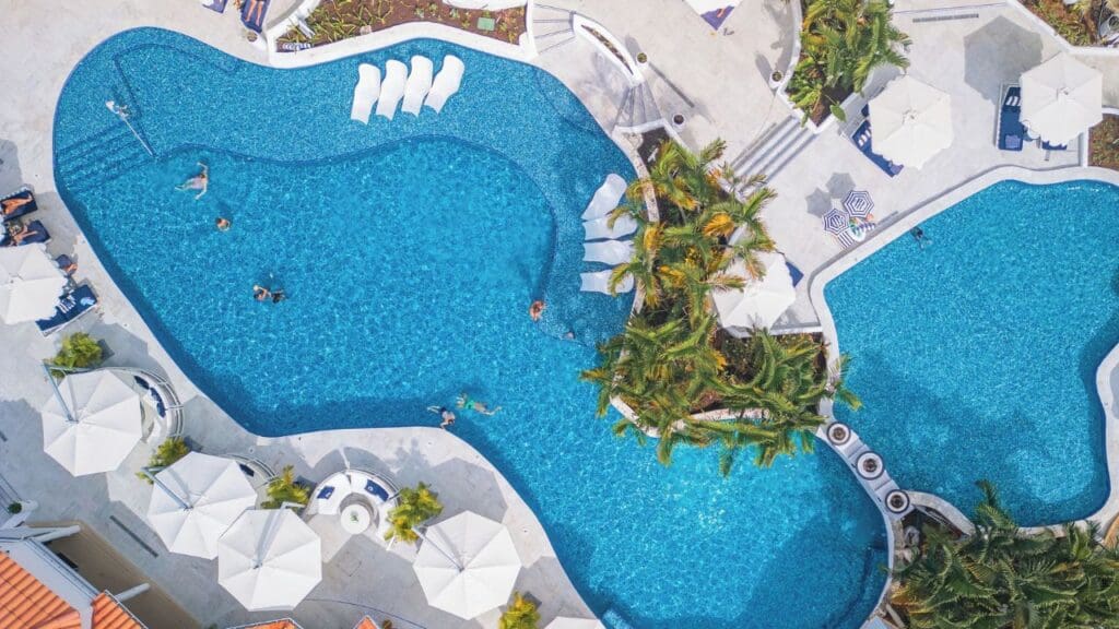aerial photo of Windjammer Landing's Pool in St. Lucia
