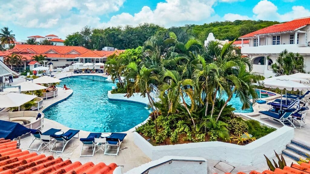 photo of two pools at Windjammer Landing Resort in St. Lucia