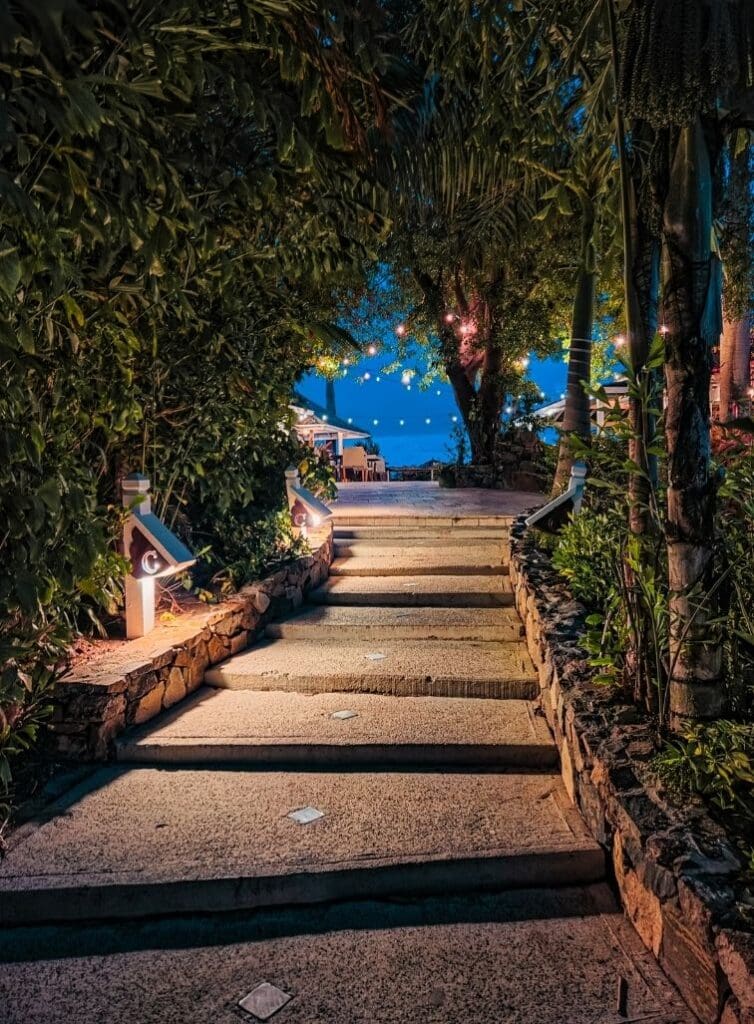 photo of light steps towards restaurant at Cocobay Resort in Antigua