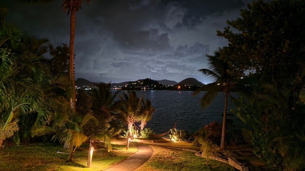 photo of nighttime view at Cocobay Resort in Antigua from lobby