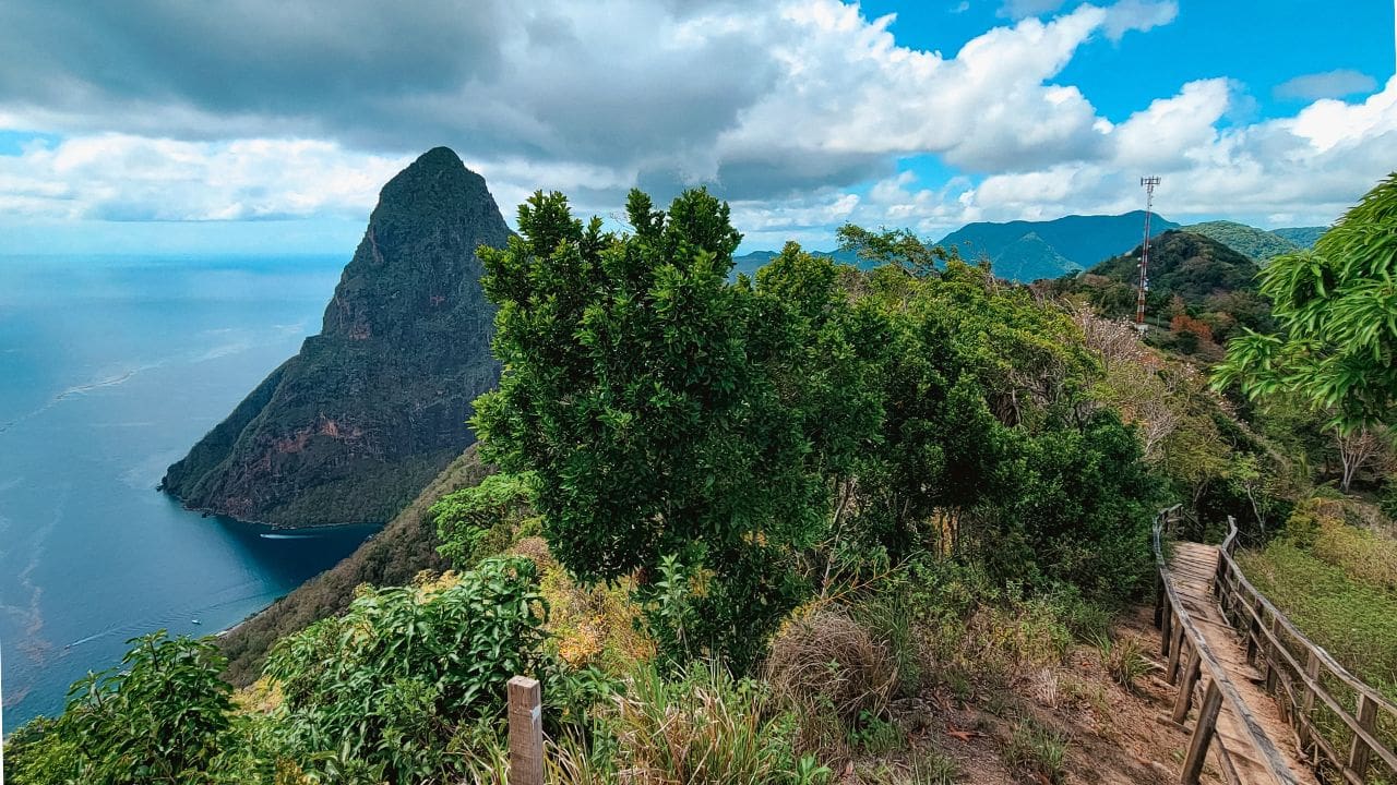 photo of the Piton and trail from Tet Paul Nature Trail