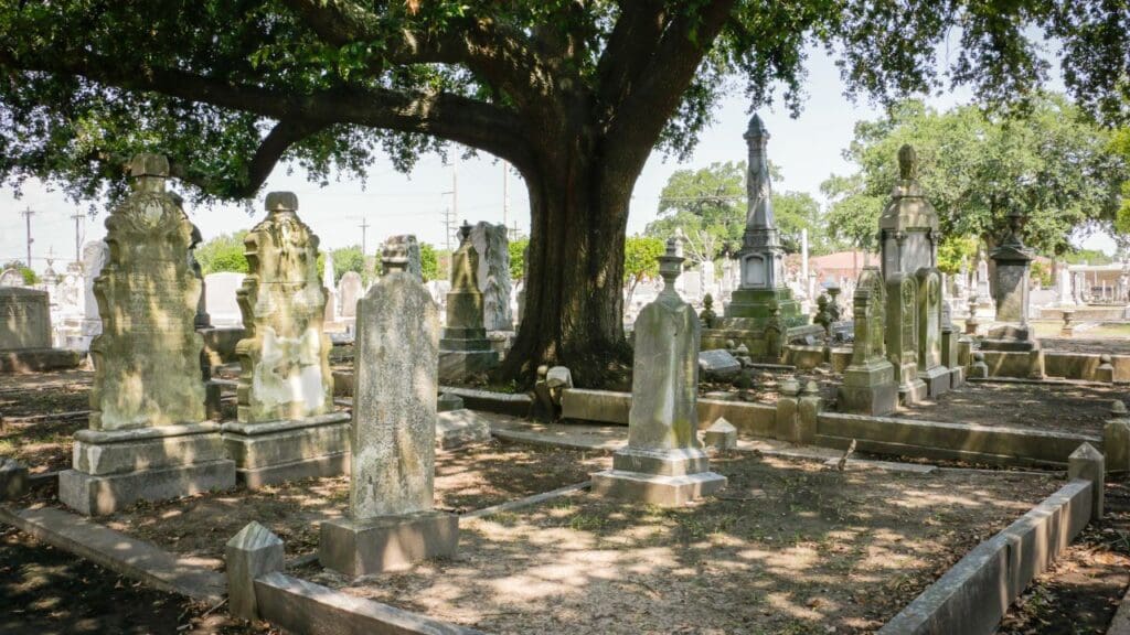 photo of gravestones in a cemetery in New Orleans