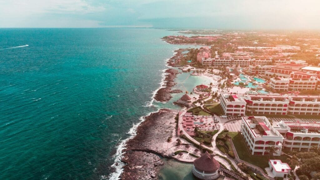 drone photo of Riviera Maya