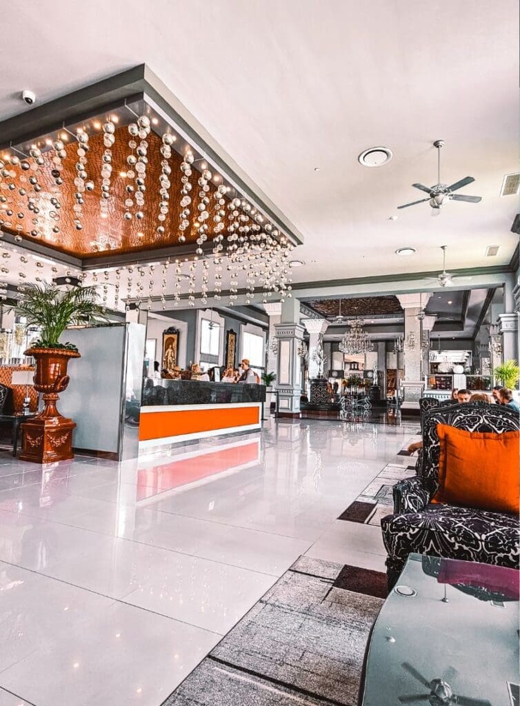 photo of lobby from seating area at resort in Playa del Carmen