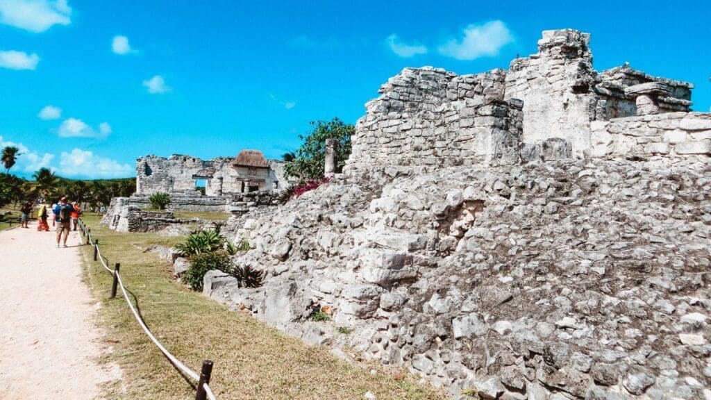 photo looking at the Palace in Tulum Ruins