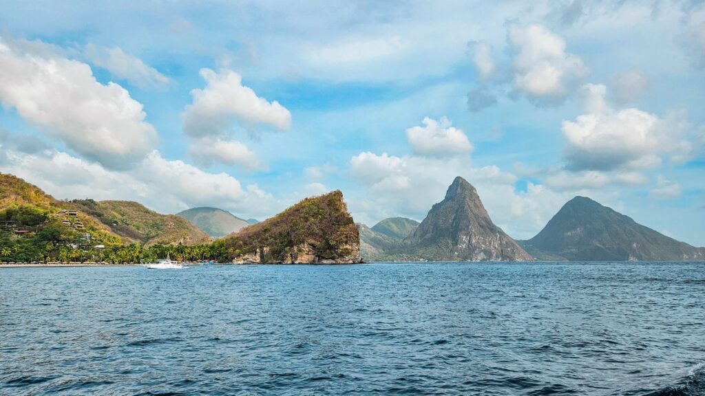 photo of St. Lucia coastline and the Pitons