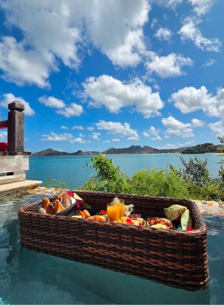 photo of floating breakfast basket from plunge pool