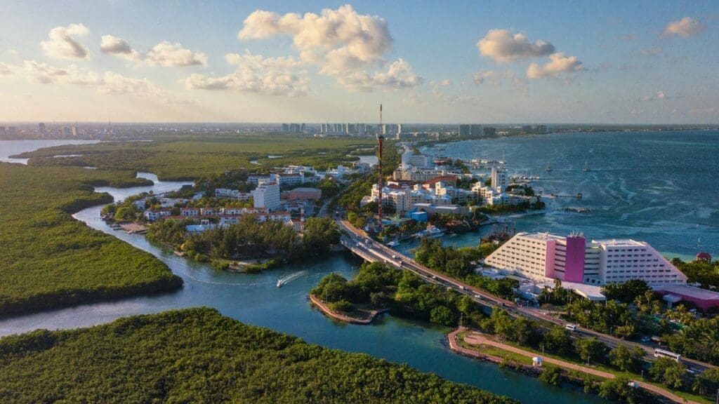 photo of Cancun from drone