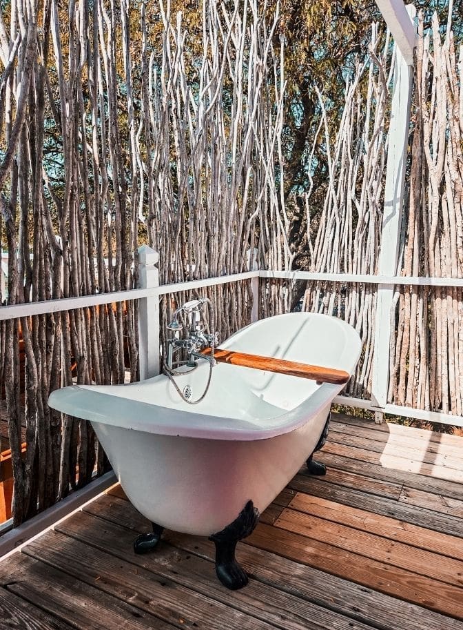 photo of outdoor soaking tub at resort