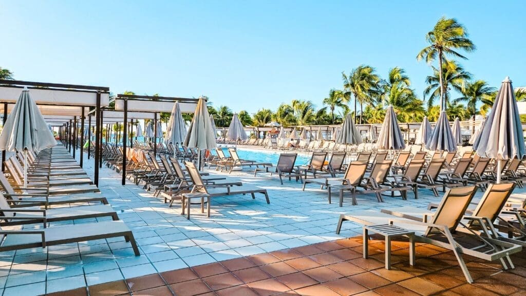 photo of lounge chairs at pool