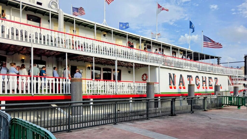photo of steamboat up close in New Orleans