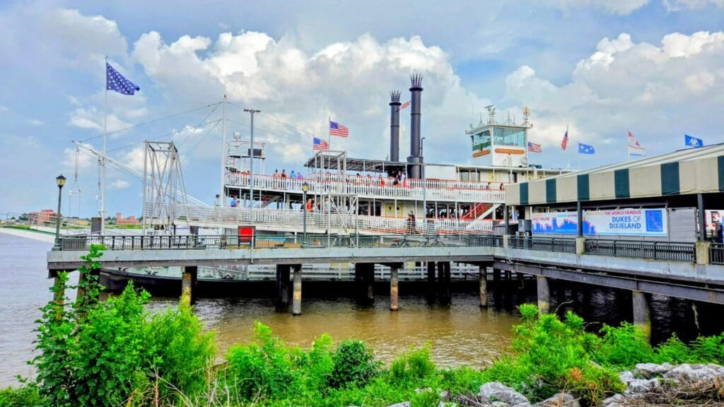 photo of walkway to steamboat in New Orleans