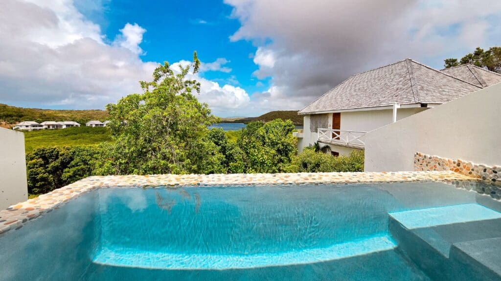 photo of view from private plunge pool at The Escape at Nonsuch Bay in Antigua