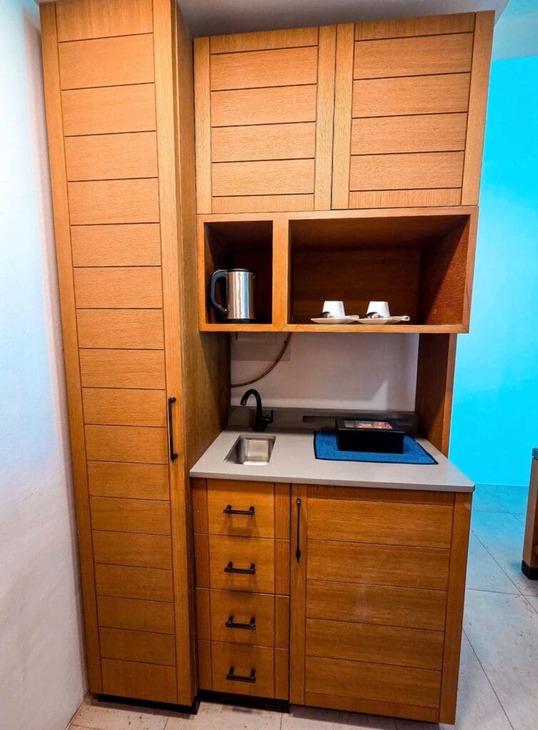 photo of mini bar in hotel room