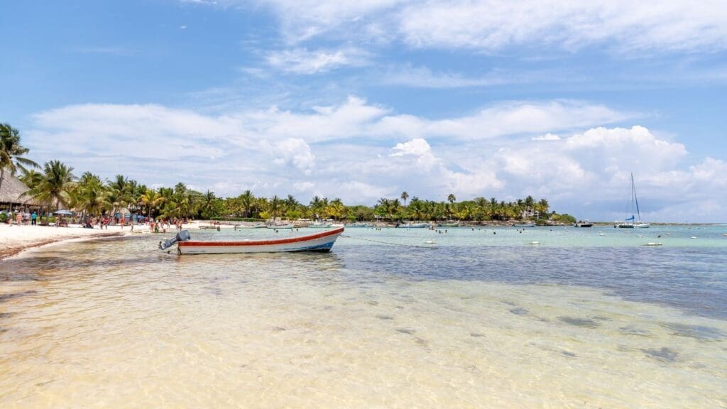 photo of boat and beach at Akumal Mexico