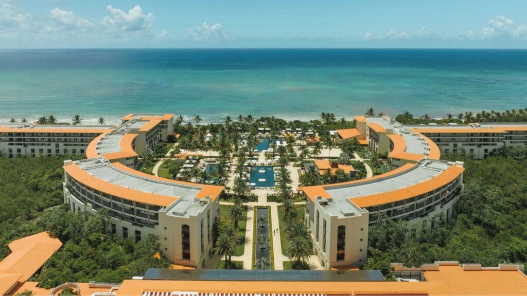 aerial photo of the Caribbean Sea and UNICO 20°87° Hotel Riviera Maya