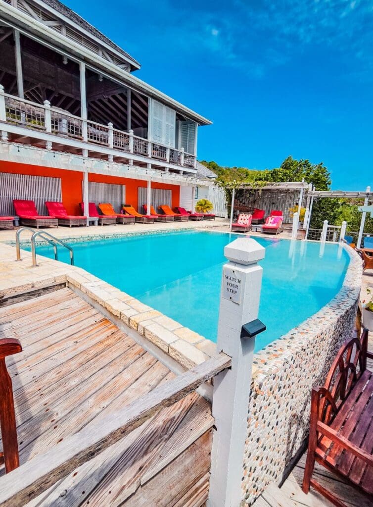 photo of pool and lounge chairs from The Escape at Nonsuch Bay