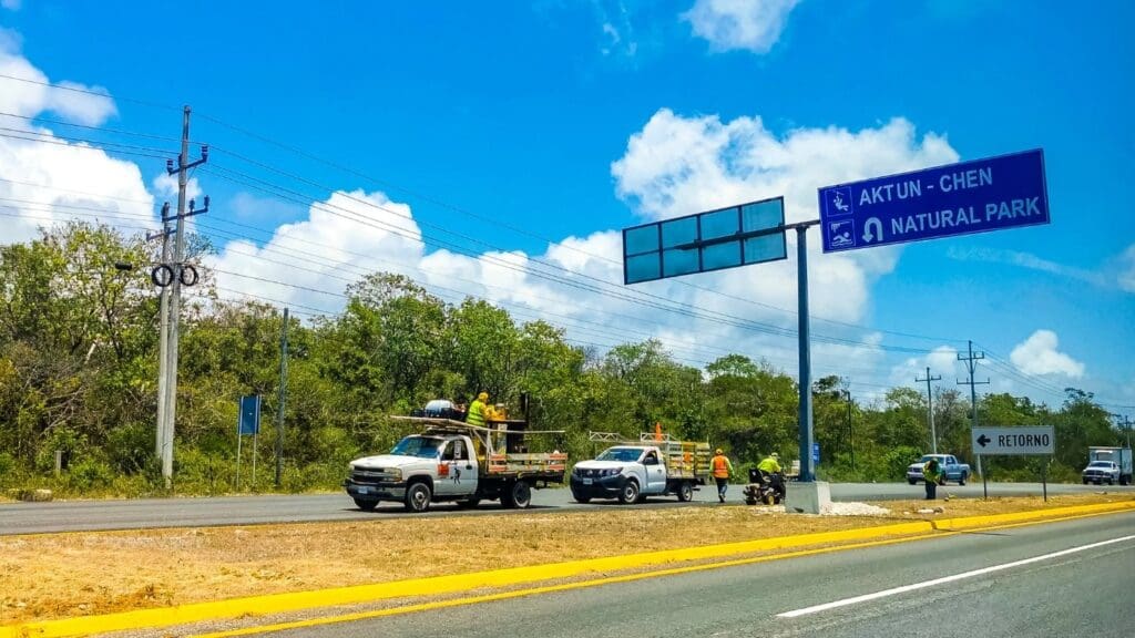 photo of sign to Aktun Chen Natural Park in Mexico