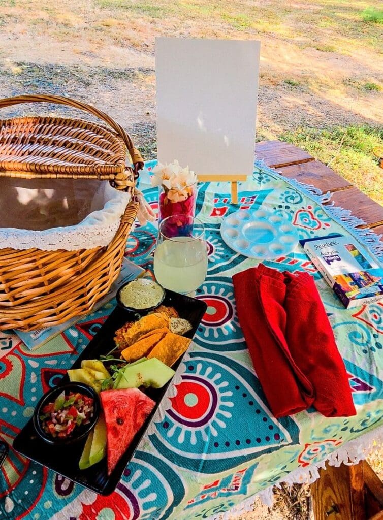 photo of food on picnic table at resort in Antigua